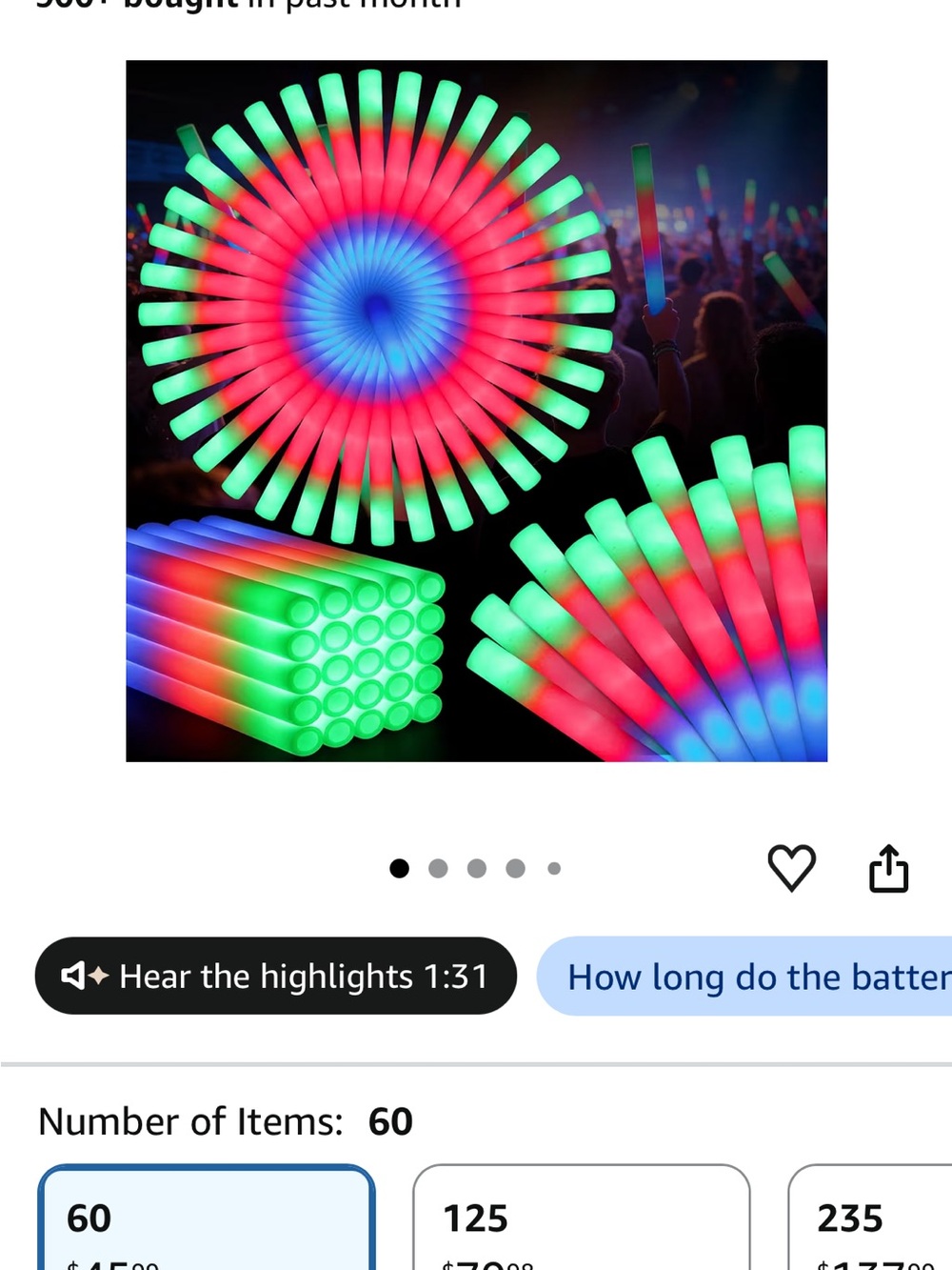 60ct Foam Glow Sticks - Picture 3 of 3